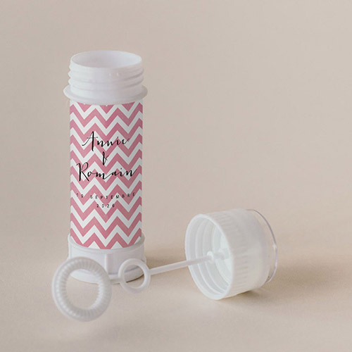 Tube à bulle de mariage Chevrons - rose à personnaliser