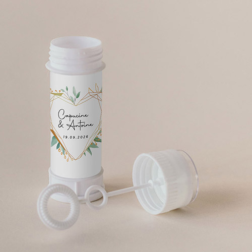 Tube à bulle de mariage Coeur géométrique à personnaliser
