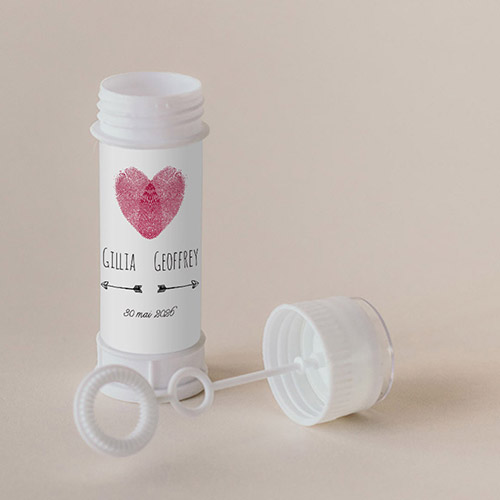 Tube à bulle de mariage Coeur à personnaliser