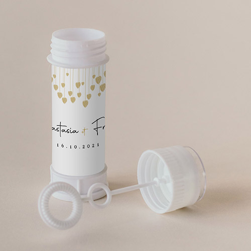 Tube à bulle de mariage Coeurs suspendus à personnaliser