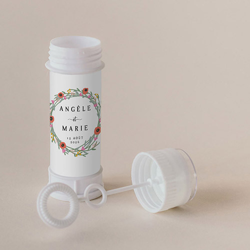Tube à bulle de mariage Couronne de fleurs à personnaliser