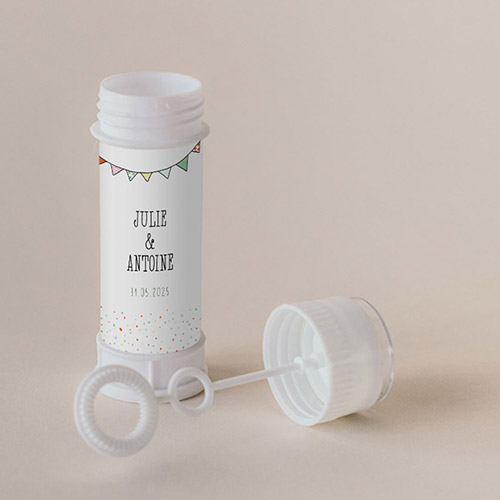 Tube à bulle de mariage Fanions à personnaliser