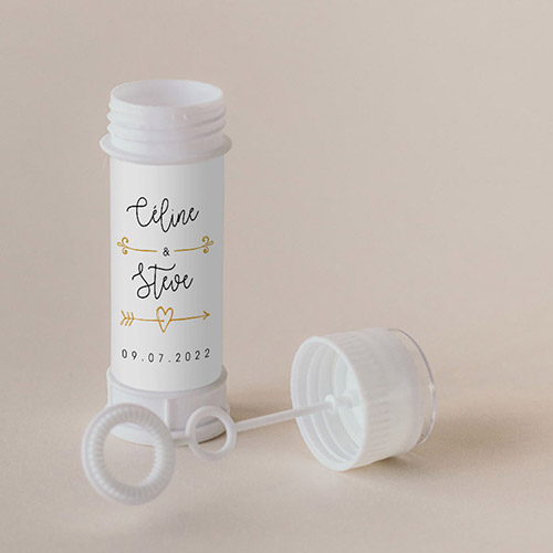 Tube à bulle de mariage Flèche à personnaliser