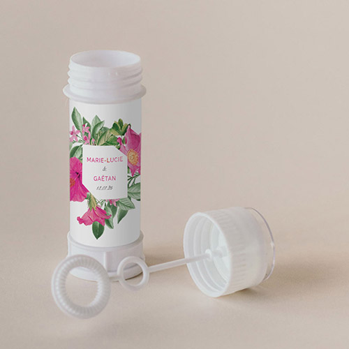 Tube à bulle de mariage Floral à personnaliser