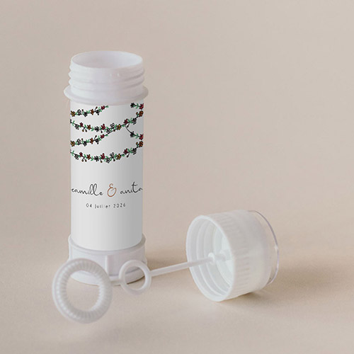 Tube à bulle de mariage Guirlandes de fleurs à personnaliser
