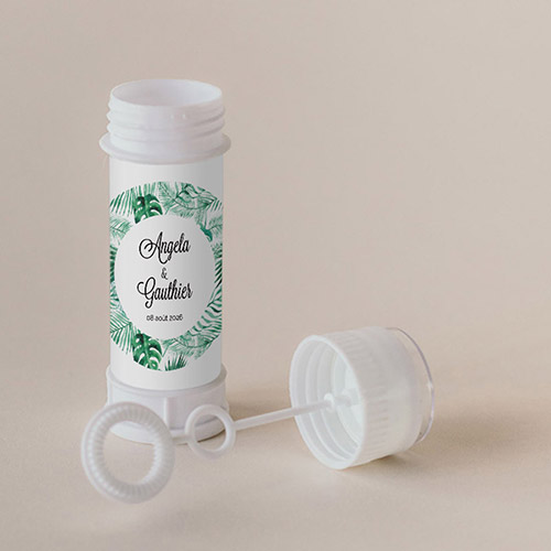 Tube à bulle de mariage Jungle à personnaliser