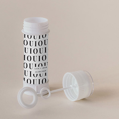 Tube à bulle de mariage Lettering à personnaliser