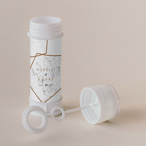 Tube à bulle de mariage Marbre à personnaliser