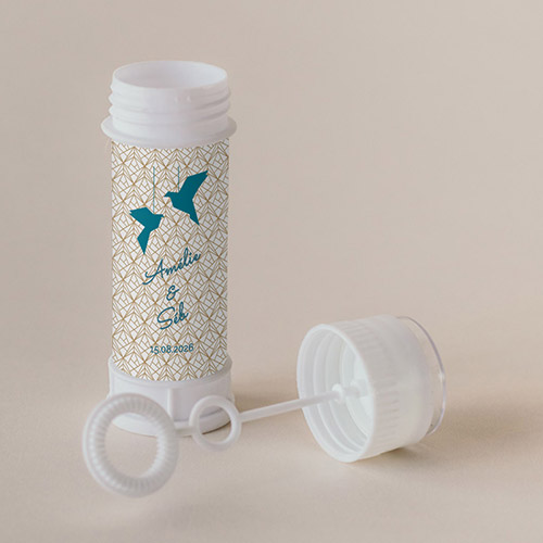 Tube à bulle de mariage Origami à personnaliser