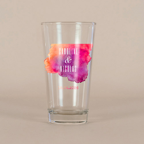 Verre à bière de mariage Aquarelle à personnaliser