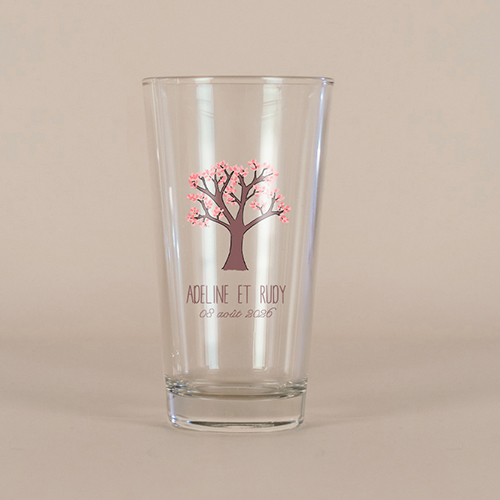 Verre à bière de mariage Arbre à personnaliser