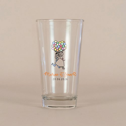 Verre à bière de mariage Ballons à personnaliser