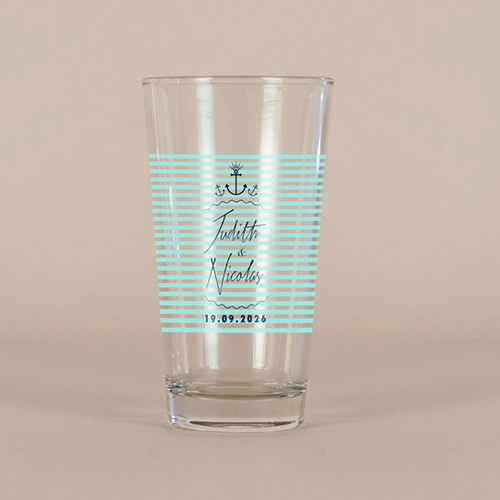 Verre à bière de mariage Bord de mer à personnaliser