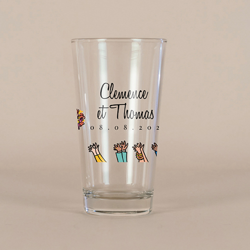 Verre à bière de mariage Bouquet à personnaliser