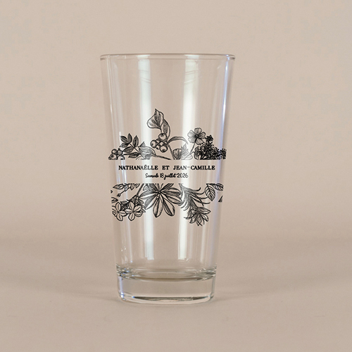 Verre à bière de mariage Composition florale à personnaliser