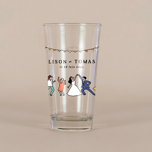 Verre à bière de mariage Danseurs à personnaliser