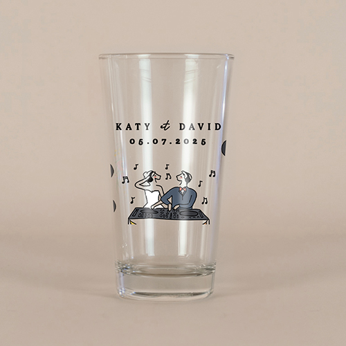 Verre à bière de mariage Djs à personnaliser