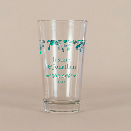 Verre à bière de mariage Feuillage délicat à personnaliser