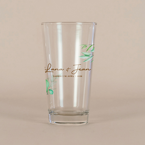 Verre à bière de mariage Feuilles kraft à personnaliser