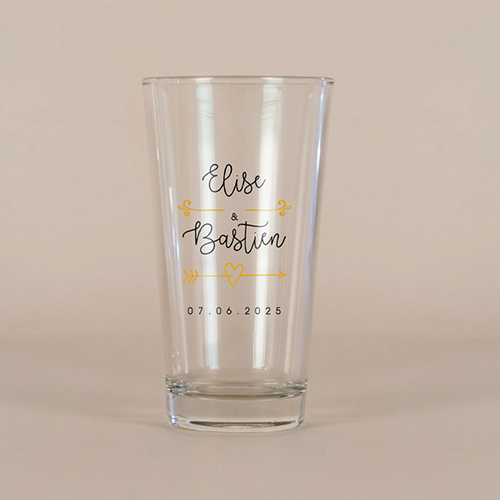 Verre à bière de mariage Flèche à personnaliser