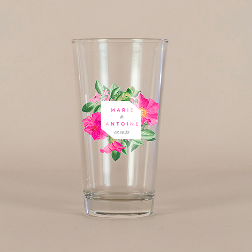 Verre à bière de mariage Floral à personnaliser