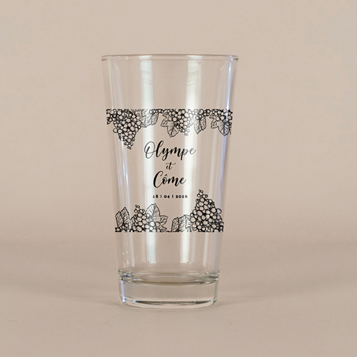 Verre à bière de mariage Grappes à personnaliser
