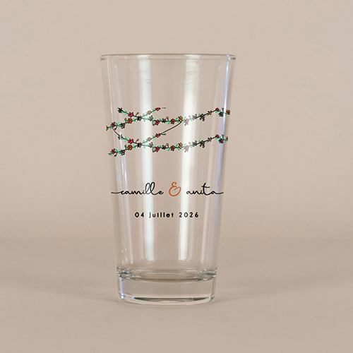 Verre à bière de mariage Guirlandes de fleurs à personnaliser