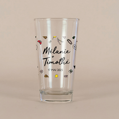 Verre à bière de mariage Motifs à personnaliser