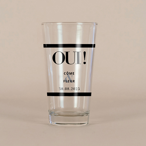 Verre à bière de mariage Oui à personnaliser