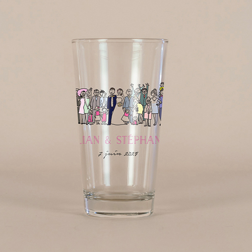 Verre à bière de mariage Photo de groupe à personnaliser