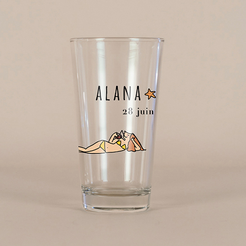 Verre à bière de mariage Plage à personnaliser