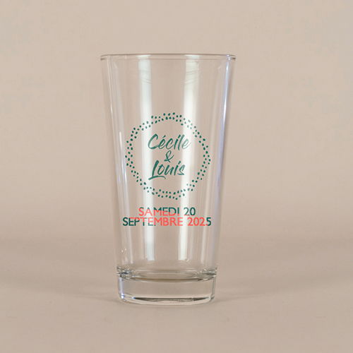 Verre à bière de mariage Pois à personnaliser