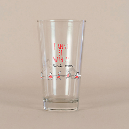 Verre à bière de mariage Traîne de la mariée à personnaliser