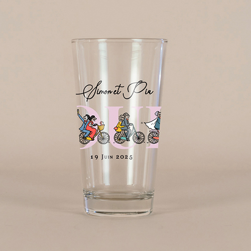 Verre à bière de mariage Vélos à personnaliser