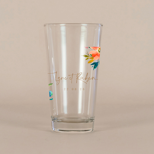 Verre à bière de mariage Zinnia à personnaliser