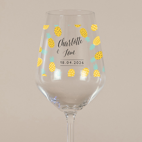 Verre à vin de mariage Ananas à personnaliser