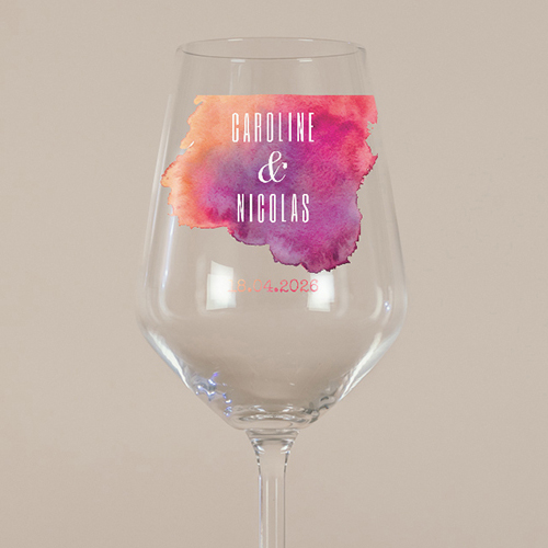 Verre à vin de mariage Aquarelle à personnaliser