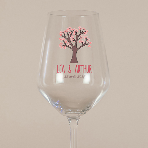 Verre à vin de mariage Arbre à personnaliser