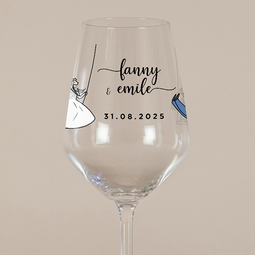 Verre à vin de mariage Balançoires à personnaliser