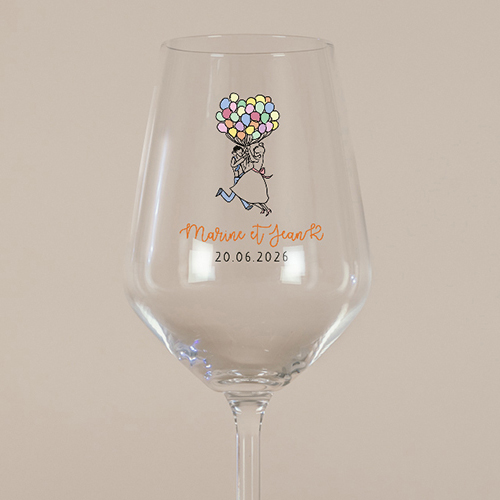 Verre à vin de mariage Ballons à personnaliser
