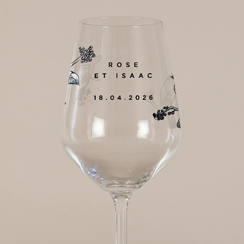 Verre à vin de mariage Birds à personnaliser