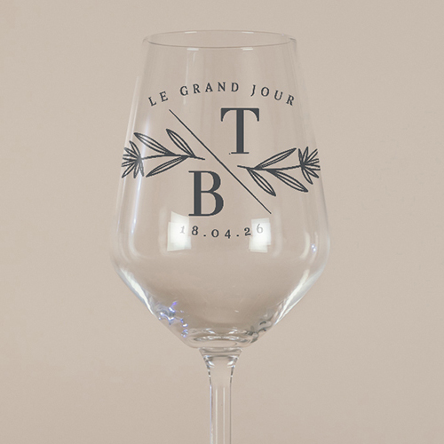 Verre à vin de mariage Blason à personnaliser