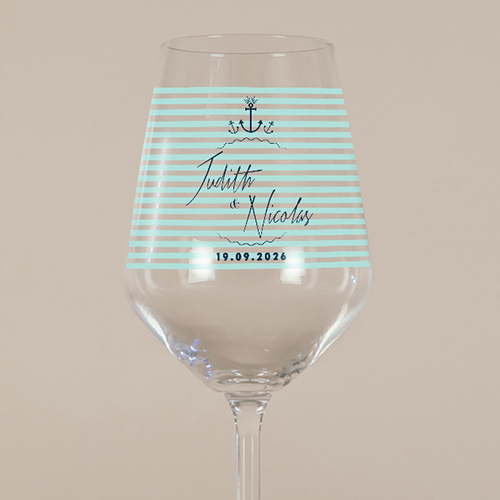 Verre à vin de mariage Bord de mer à personnaliser
