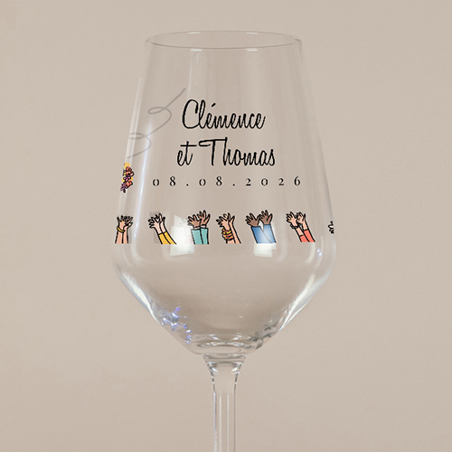 Verre à vin de mariage Bouquet à personnaliser