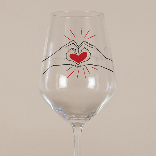 Verre à vin de mariage Coeur rouge à personnaliser