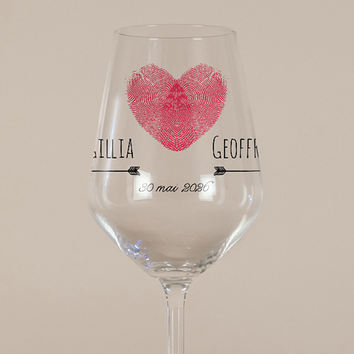 Verre à vin de mariage Coeur à personnaliser