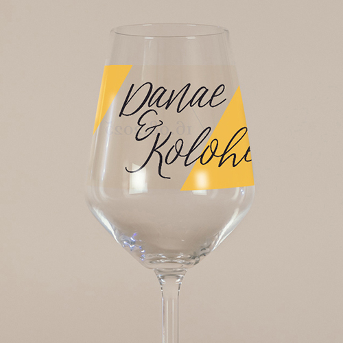 Verre à vin de mariage Color block à personnaliser