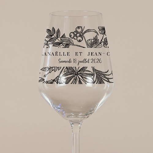 Verre à vin de mariage Composition florale à personnaliser