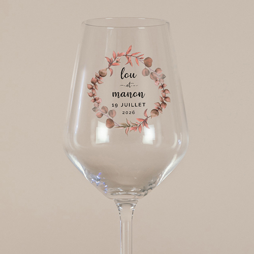 Verre à vin de mariage Couronne automnale à personnaliser