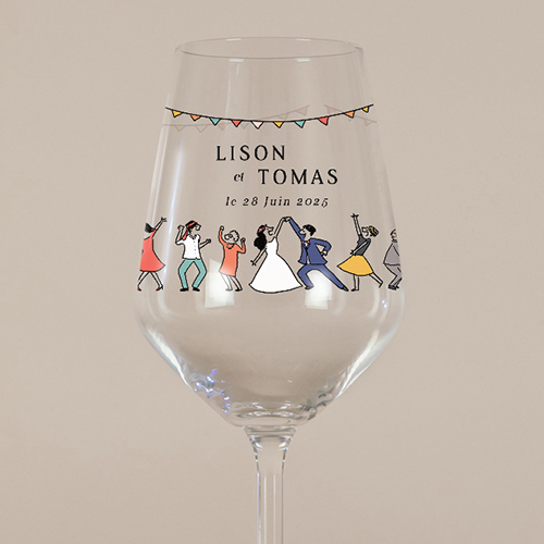 Verre à vin de mariage Danseurs à personnaliser